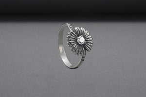 Minimalistic Flower Sterling Silver Ring, Handcrafted Jewelry - vikingworkshop