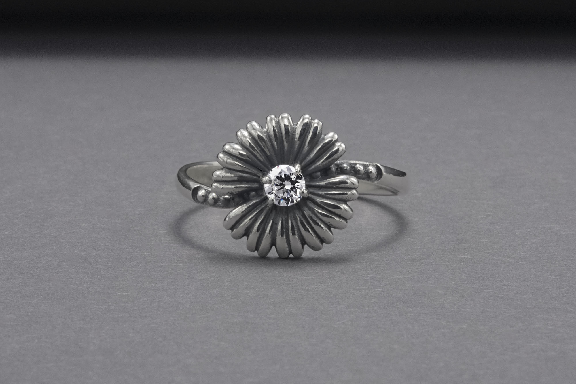 Minimalistic Flower Sterling Silver Ring, Handcrafted Jewelry - vikingworkshop