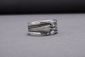 Minimalistic Chain Sterling Silver Ring, Handcrafted Jewelry - vikingworkshop