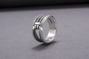 Minimalistic Chain Sterling Silver Ring, Handcrafted Jewelry - vikingworkshop