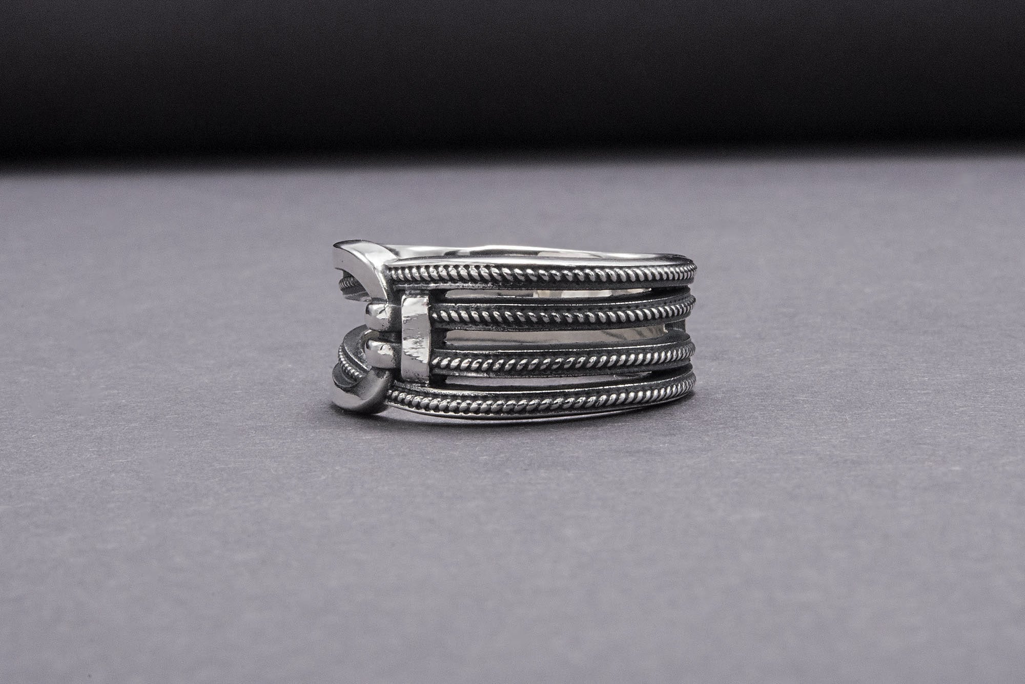 Minimalistic Chain Sterling Silver Ring, Handcrafted Jewelry - vikingworkshop