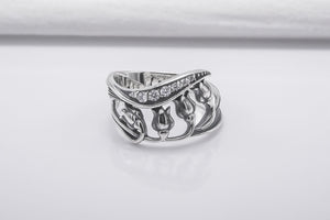 Handmade Tulip 925 Silver Ring With Gems, Unique Fashion Jewelry - vikingworkshop