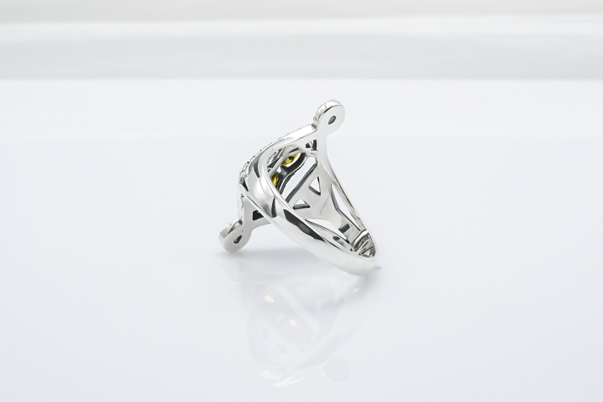 Sterling Silver Unique Ring with Yellow Gems, Handmade Classic Jewelry - vikingworkshop