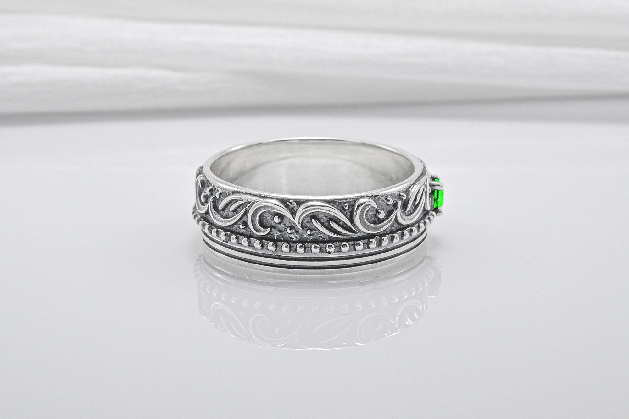 Minimalistic Sterling Silver Ring With Floral Ornament, Handcrafted Jewelry - vikingworkshop