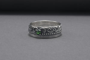 Minimalistic Sterling Silver Ring With Floral Ornament, Handcrafted Jewelry - vikingworkshop