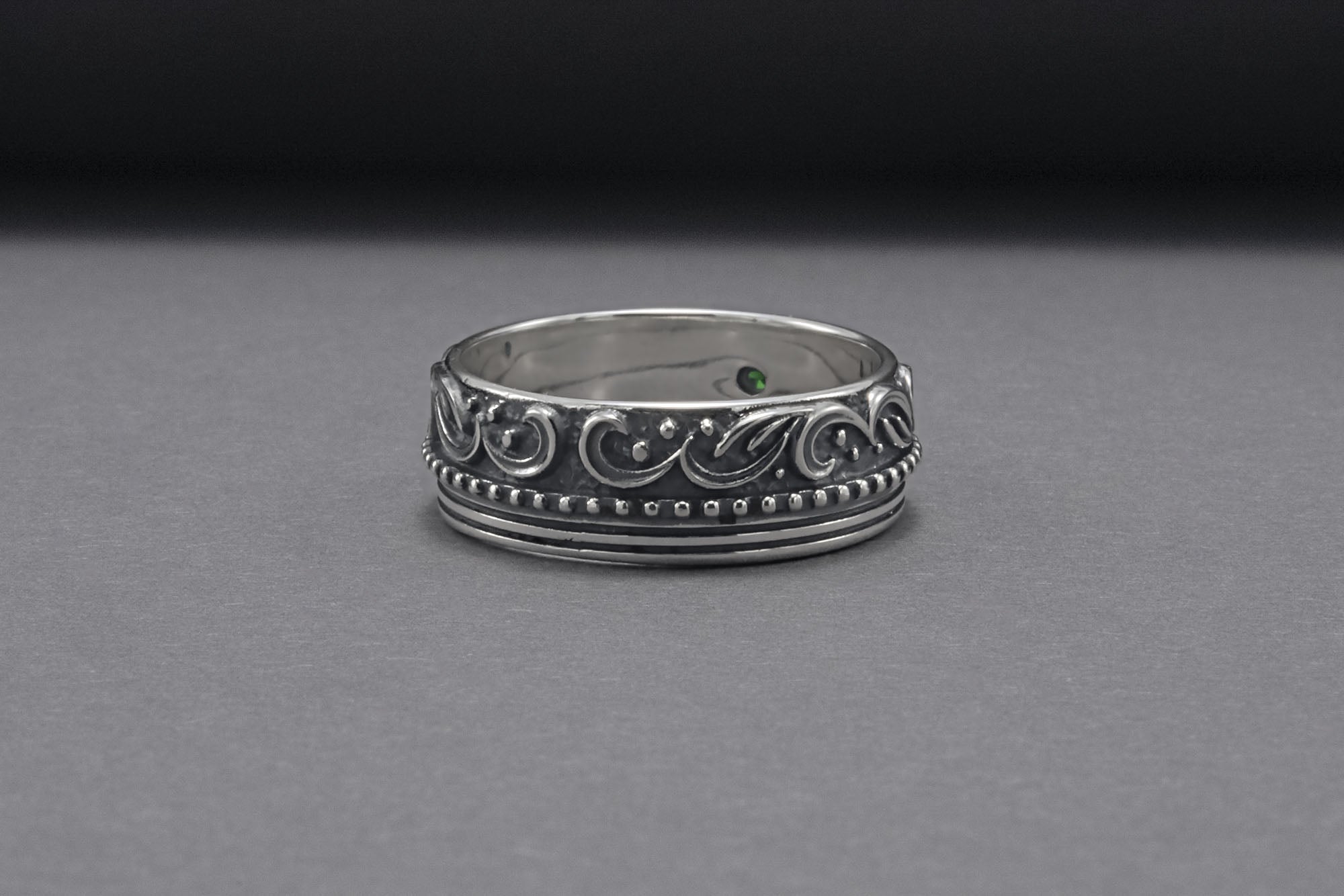 Minimalistic Sterling Silver Ring With Floral Ornament, Handcrafted Jewelry - vikingworkshop