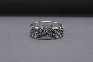 Minimalistic Sterling Silver Ring With Floral Ornament, Handcrafted Jewelry - vikingworkshop