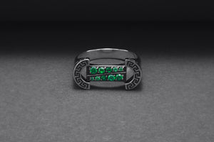 925 Silver Colosseum Road Ring with Green Gems, Handcrafted Greek Jewelry - vikingworkshop