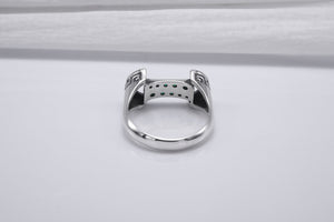 925 Silver Colosseum Road Ring with Green Gems, Handcrafted Greek Jewelry - vikingworkshop