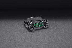 925 Silver Colosseum Road Ring with Green Gems, Handcrafted Greek Jewelry - vikingworkshop