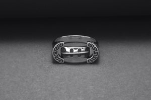 925 Silver Colosseum Road Ring with Ornament, Handcrafted Greek Jewelry - vikingworkshop