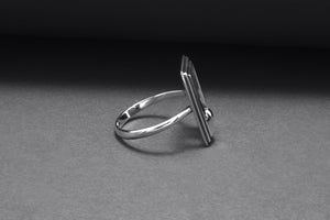 Sterling Silver Frame Ring with Geometric Still Life, Handmade Classic Jewelry - vikingworkshop
