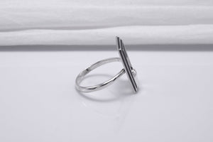 Sterling Silver Frame Ring with Geometric Still Life, Handmade Classic Jewelry - vikingworkshop