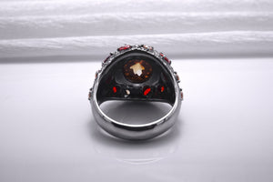 Sterling Silver Ruthenium Plated Volcano Ring with Gems, Handmade Fashion Jewelry - vikingworkshop