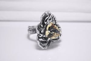 925 Silver Ivy Ring with Natural Topaz, Unique Fashion Jewelry - vikingworkshop