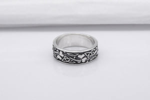 925 Silver Ring with Triquetra and Clover Symbols, Handmade Fashion Jewelry - vikingworkshop