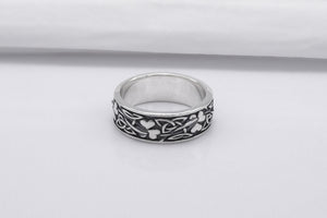 925 Silver Ring with Triquetra and Clover Symbols, Handmade Fashion Jewelry - vikingworkshop