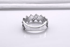 Sterling Silver Ring with Embroidery Cross, Handmade Fashion Jewelry - vikingworkshop