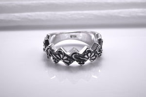 Sterling Silver Ring with Floral Ornament, Handmade Fashion Jewelry - vikingworkshop