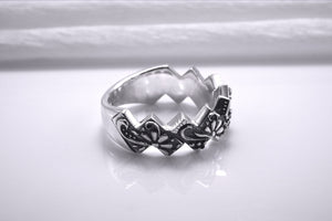 Sterling Silver Ring with Floral Ornament, Handmade Fashion Jewelry - vikingworkshop