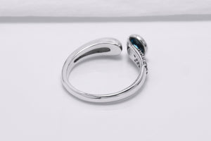 925 Silver Ring with Round Blue Cubic Zirconia fashion, Handcrafted Fashion Jewelry - vikingworkshop