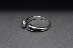 925 Silver Ring with Round Blue Cubic Zirconia fashion, Handcrafted Fashion Jewelry - vikingworkshop