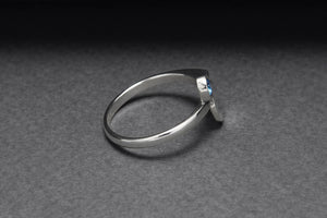 925 Silver Round Ring with Light Blue Cubic Zirconia, Handmade Fashion Jewelry - vikingworkshop