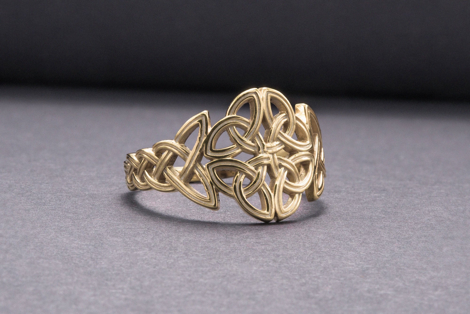 14K Gold Celtic Ornament Ring Handmade Celtic Ring - vikingworkshop