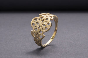 14K Gold Celtic Ornament Ring Handmade Celtic Ring - vikingworkshop