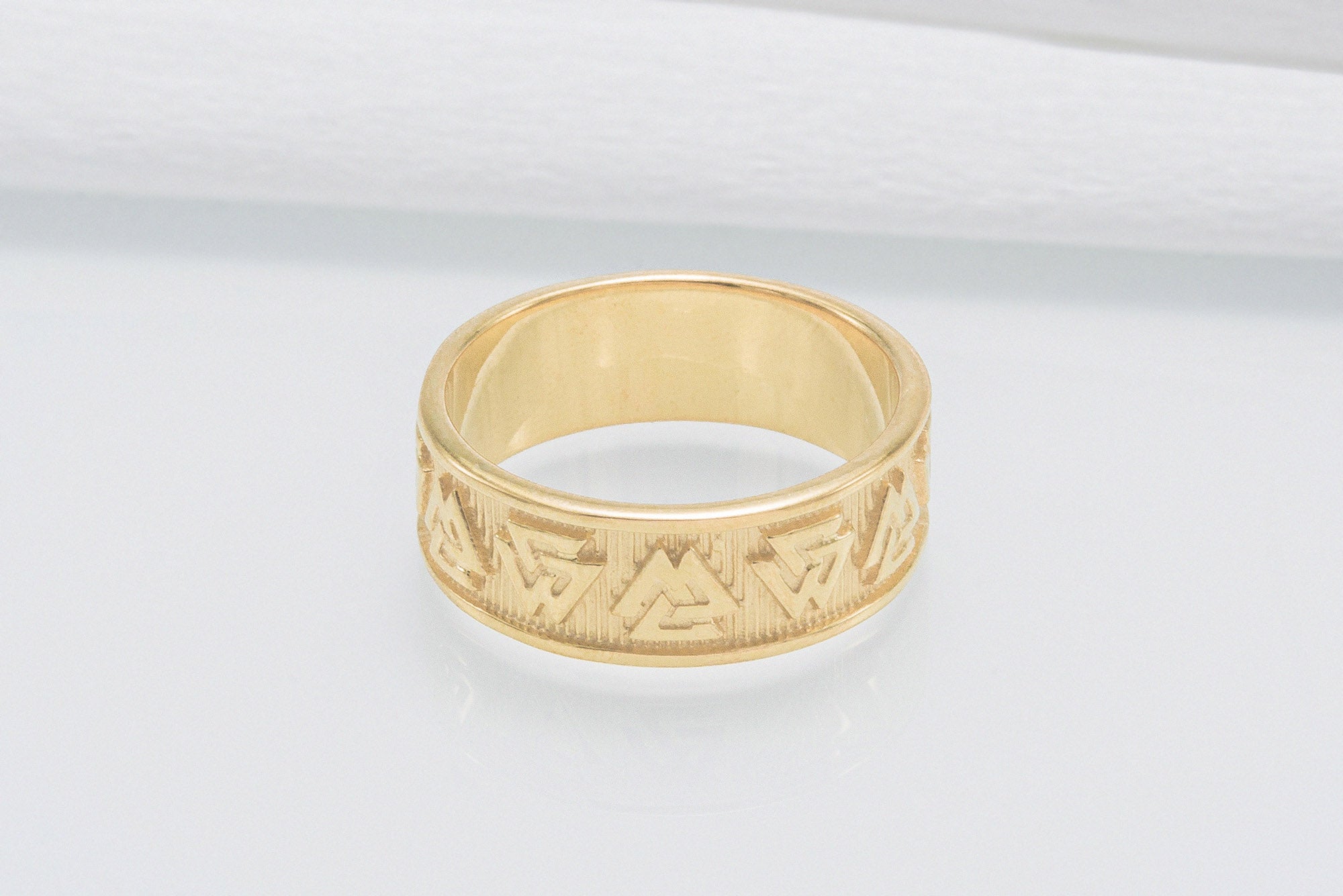 14K Gold Valknut Symbol Norse Ring - vikingworkshop