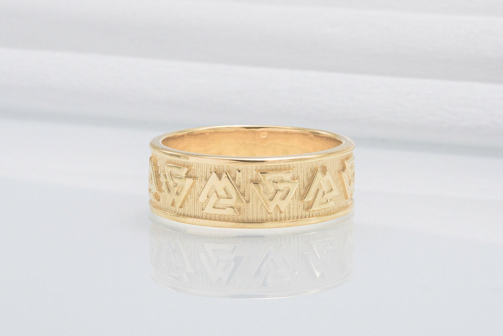 14K Gold Valknut Symbol Norse Ring - vikingworkshop