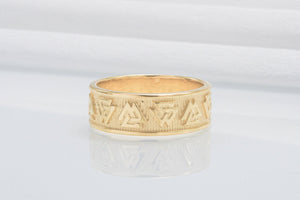 14K Gold Valknut Symbol Norse Ring - vikingworkshop