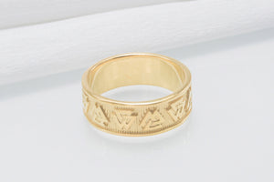 14K Gold Valknut Symbol Norse Ring - vikingworkshop