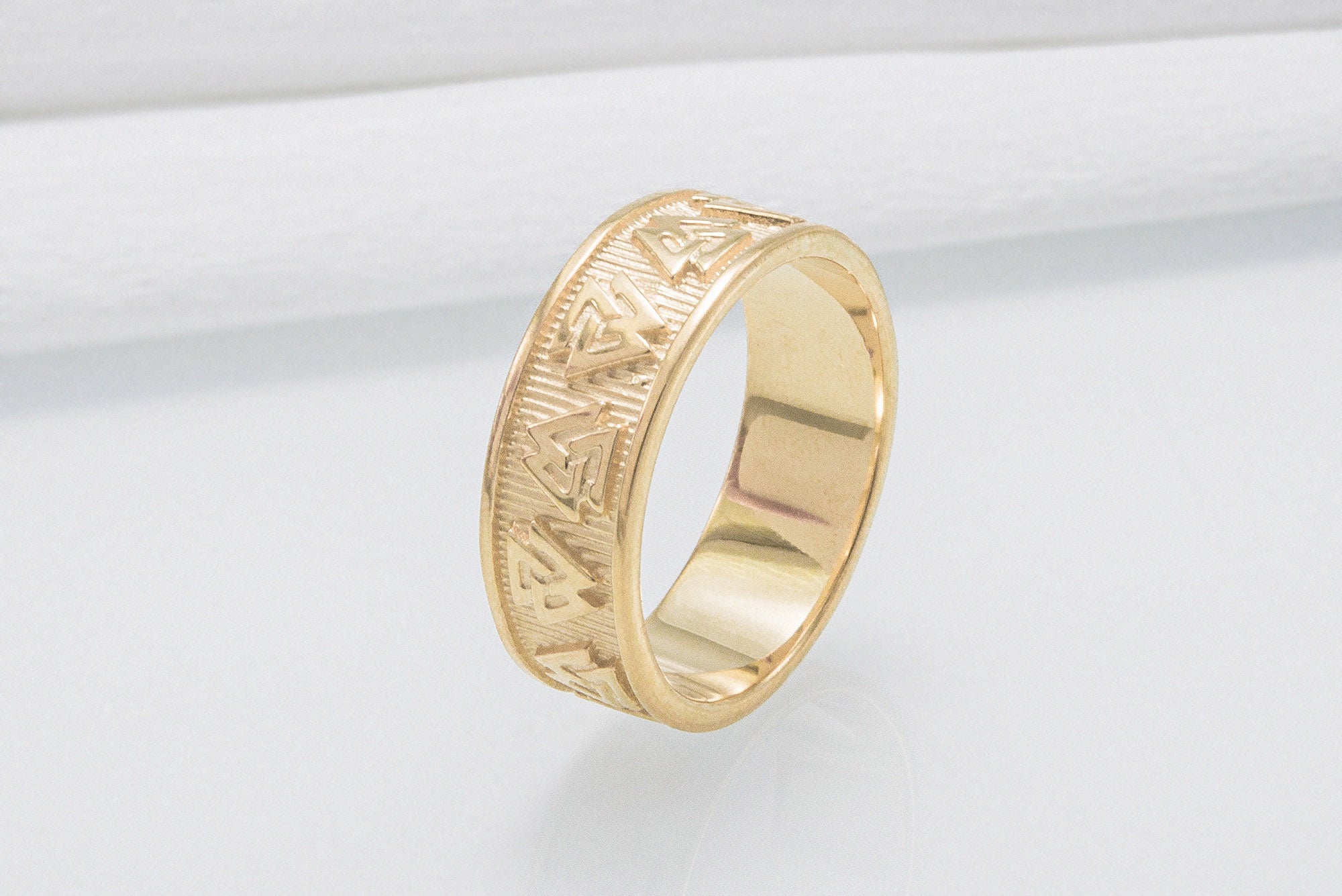 14K Gold Valknut Symbol Norse Ring - vikingworkshop