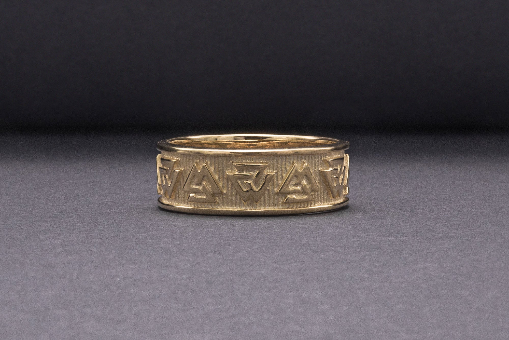 14K Gold Valknut Symbol Norse Ring - vikingworkshop