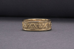 14K Gold Valknut Symbol Norse Ring - vikingworkshop