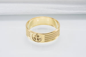 Ring with Anchor Symbol Ornament Style Gold Jewelry - vikingworkshop