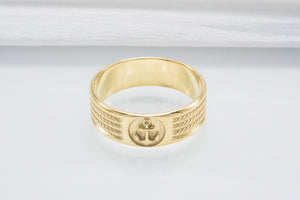 Ring with Anchor Symbol Ornament Style Gold Jewelry - vikingworkshop