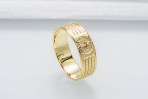 Ring with Anchor Symbol Ornament Style Gold Jewelry - vikingworkshop