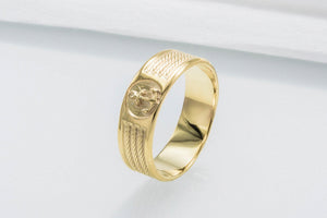 Ring with Anchor Symbol Ornament Style Gold Jewelry - vikingworkshop