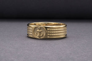 Ring with Anchor Symbol Ornament Style Gold Jewelry - vikingworkshop