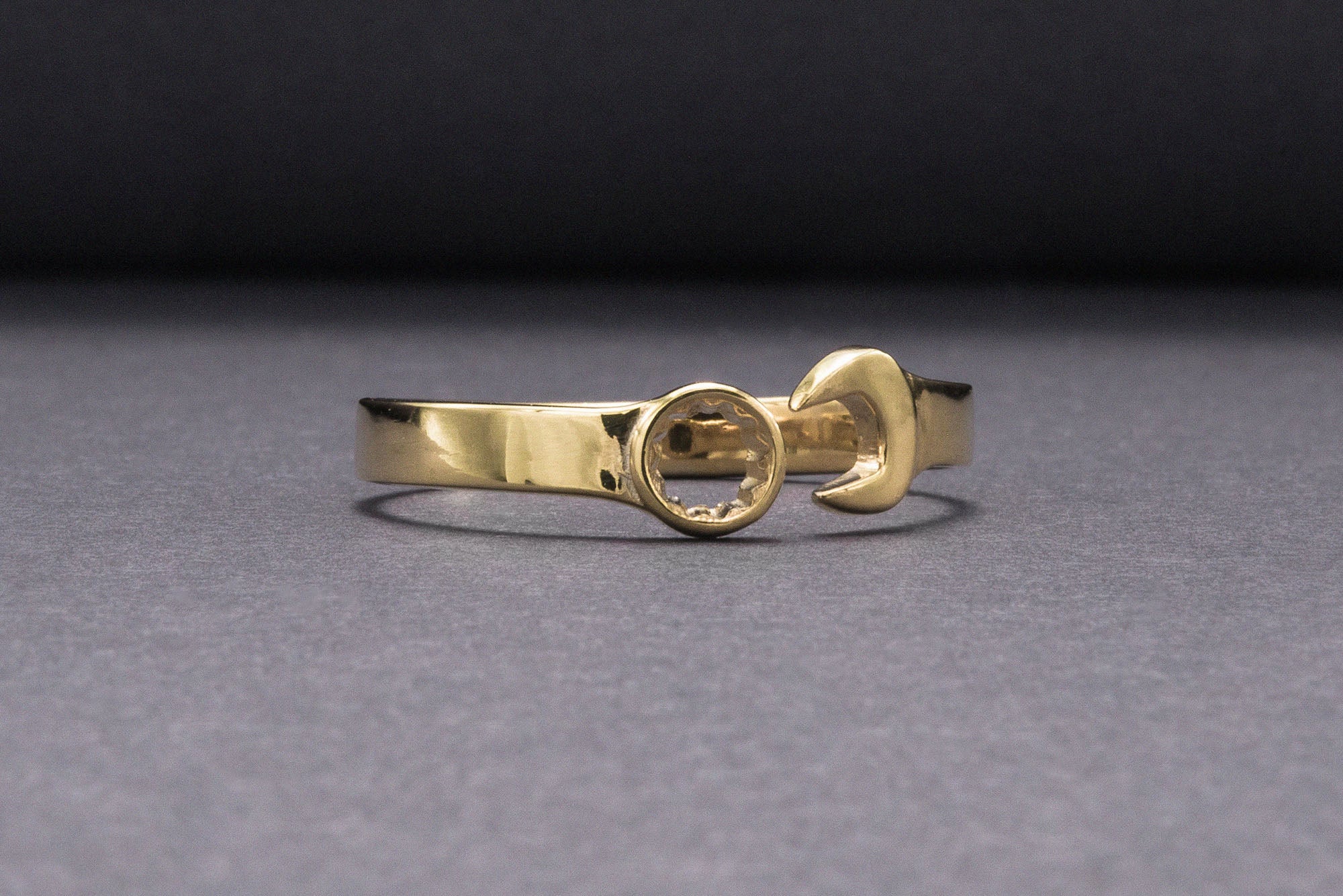 Gold Spanner Ring Unique Handmade Jewelry - vikingworkshop