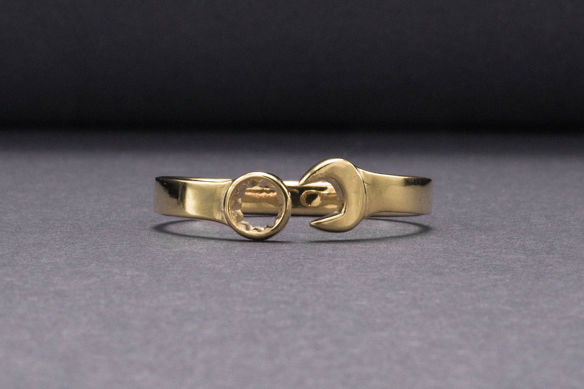 Gold Spanner Ring Unique Handmade Jewelry - vikingworkshop