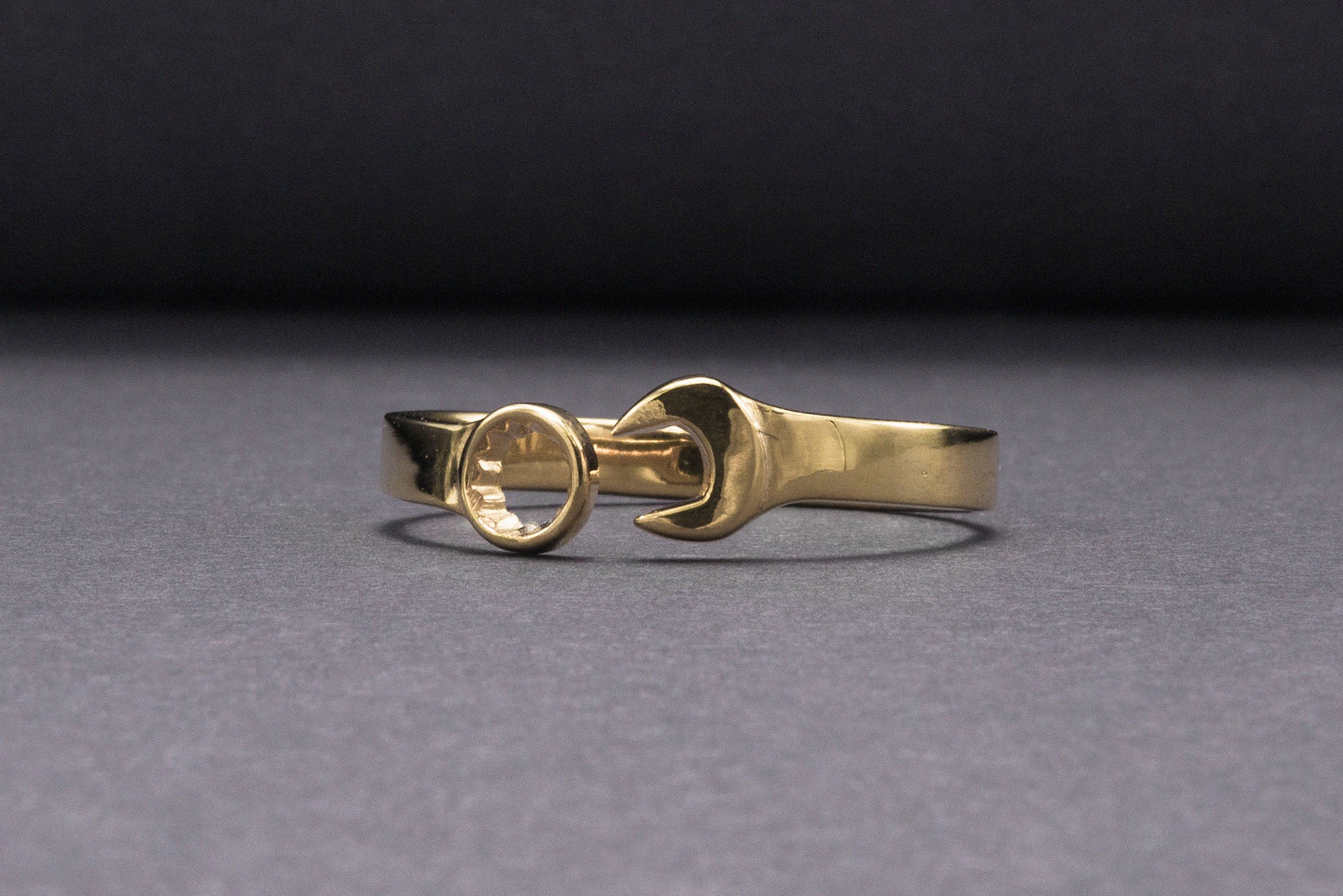 Gold Spanner Ring Unique Handmade Jewelry - vikingworkshop