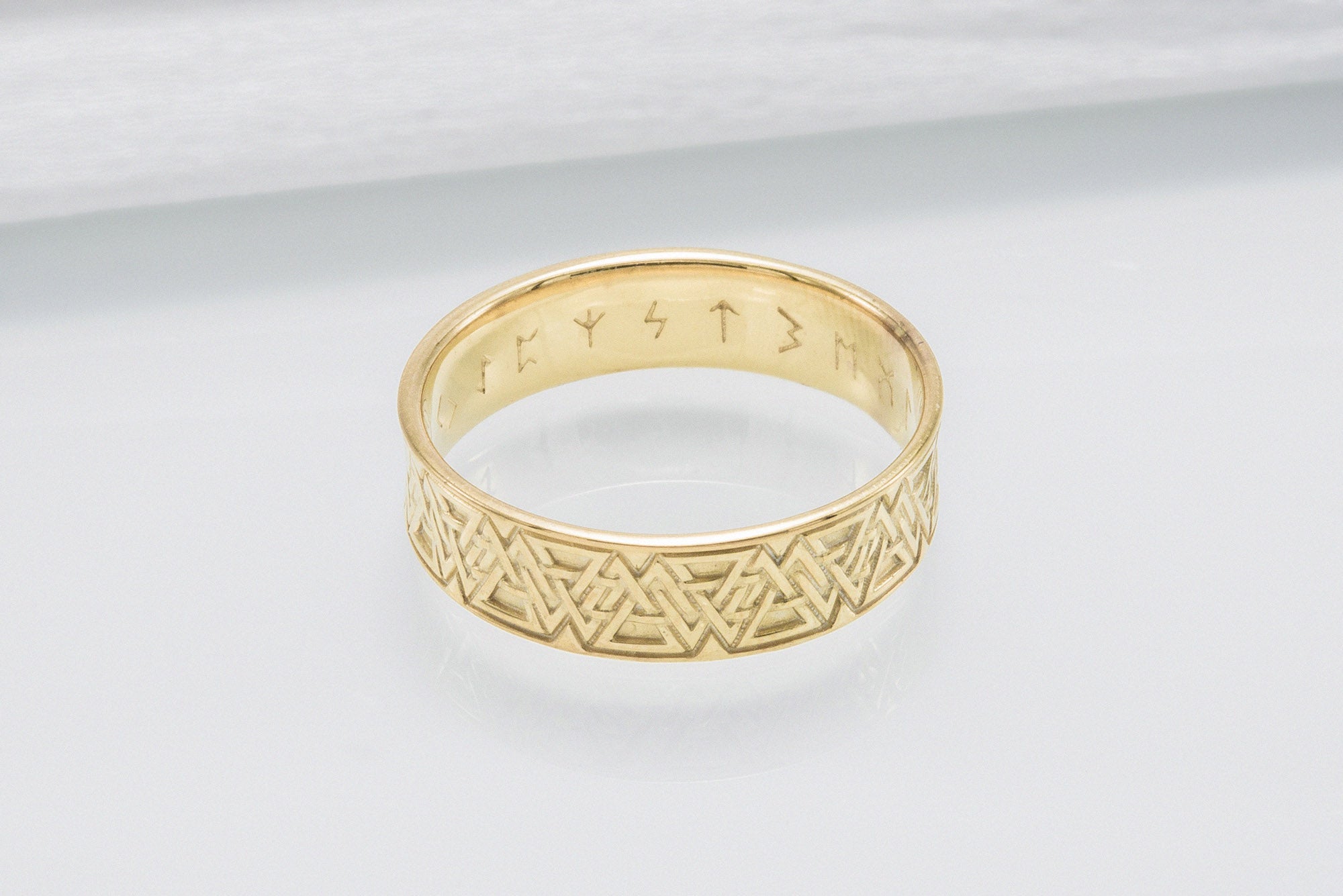 Ring with Valknut Symbol Gold Viking Jewelry - vikingworkshop