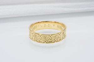 Ring with Valknut Symbol Gold Viking Jewelry - vikingworkshop