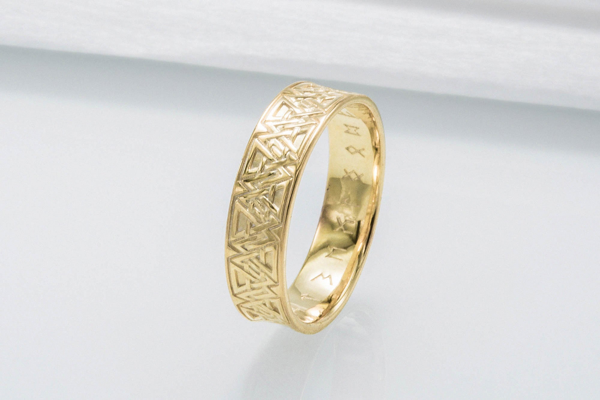 Ring with Valknut Symbol Gold Viking Jewelry - vikingworkshop