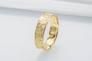 Ring with Valknut Symbol Gold Viking Jewelry - vikingworkshop