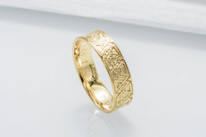 Ring with Valknut Symbol Gold Viking Jewelry - vikingworkshop
