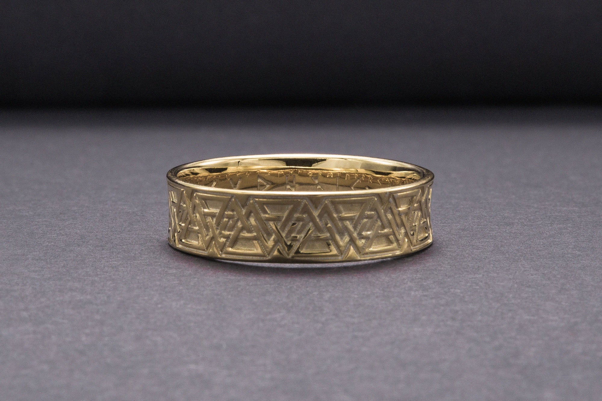 Ring with Valknut Symbol Gold Viking Jewelry - vikingworkshop